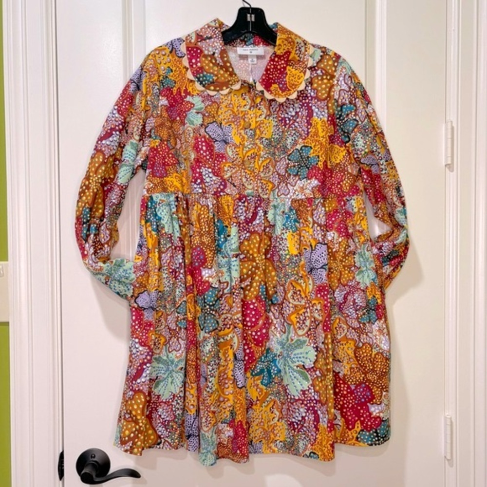 Kika Vargas X Target Multicolor Anemone Floral Long Sleeve Mini Dress Me…